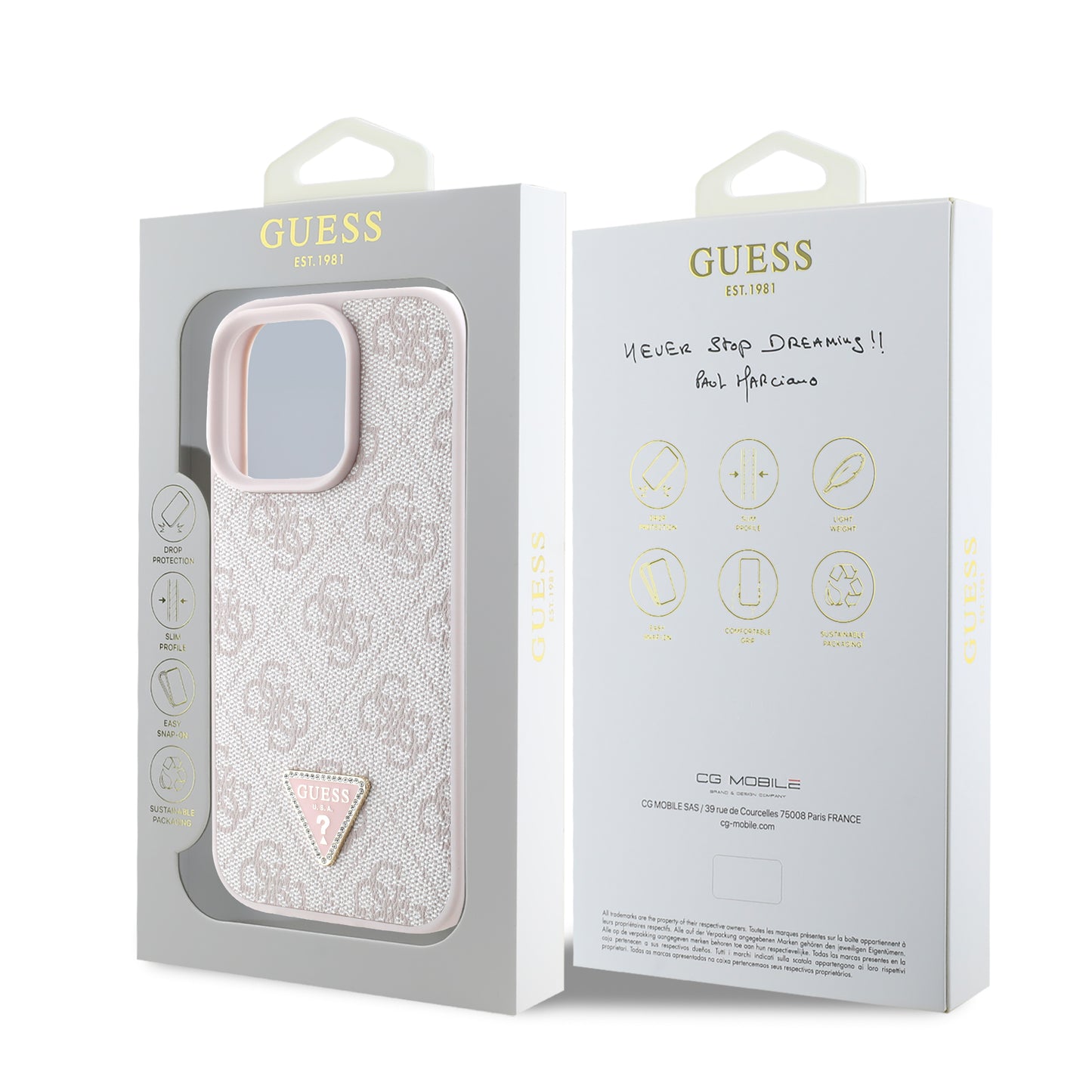 Funda Guess 4G Triángulo Rosa para iPhone 16 Pro Max | Diseño Original