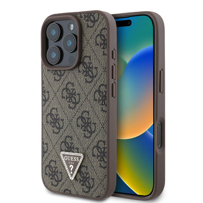 Funda Guess 4G Triángulo Café para iPhone 16 Pro Max | Diseño Original