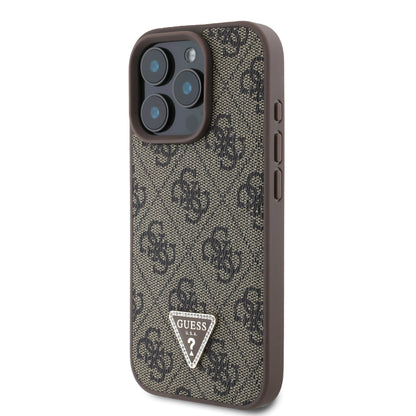 Funda Guess 4G Triángulo Café para iPhone 16 Pro Max | Diseño Original