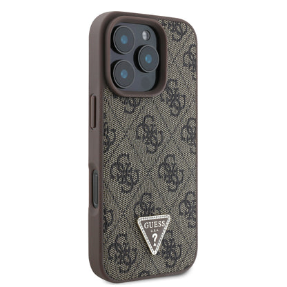 Funda Guess 4G Triángulo Café para iPhone 16 Pro Max | Diseño Original