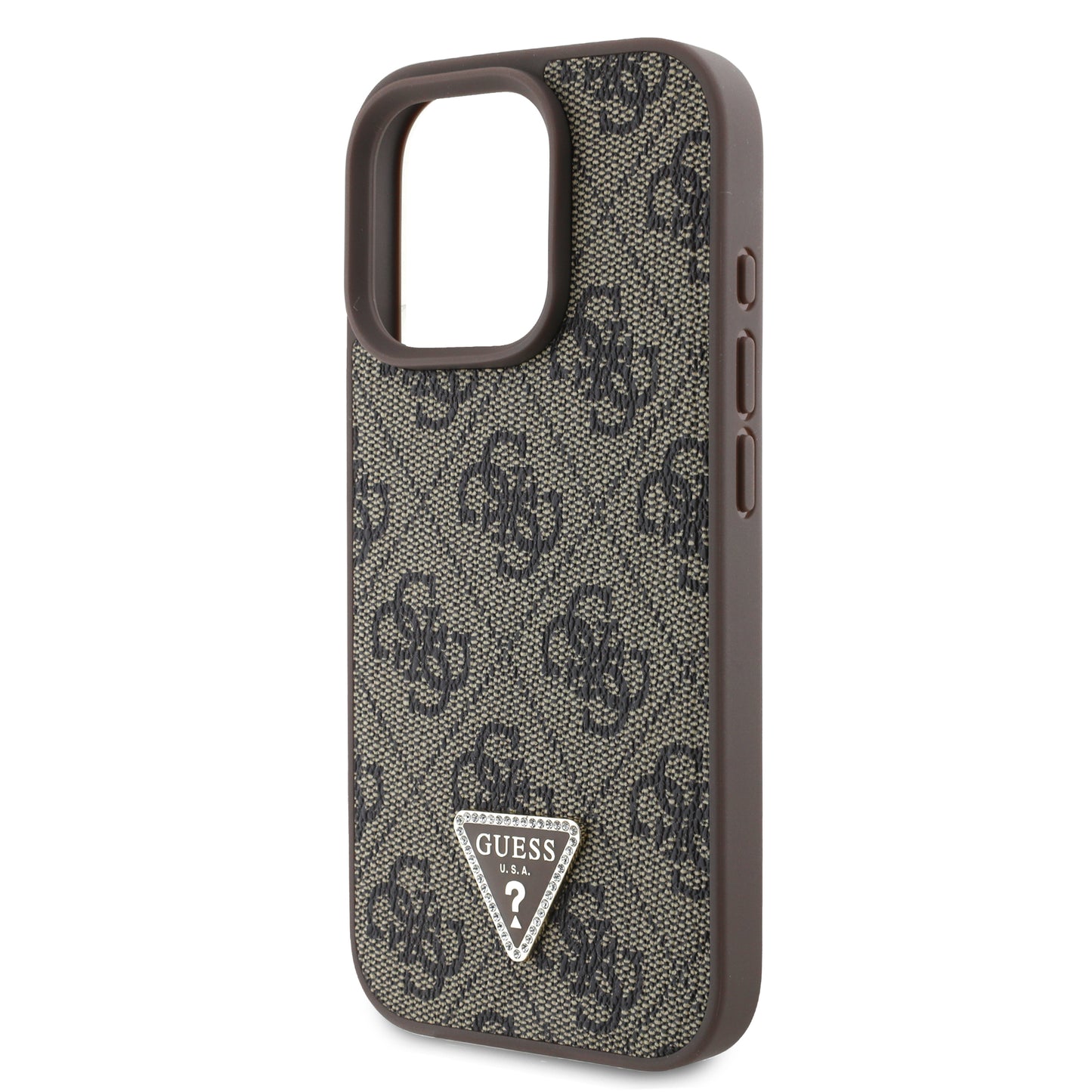 Funda Guess 4G Triángulo Café para iPhone 16 Pro Max | Diseño Original