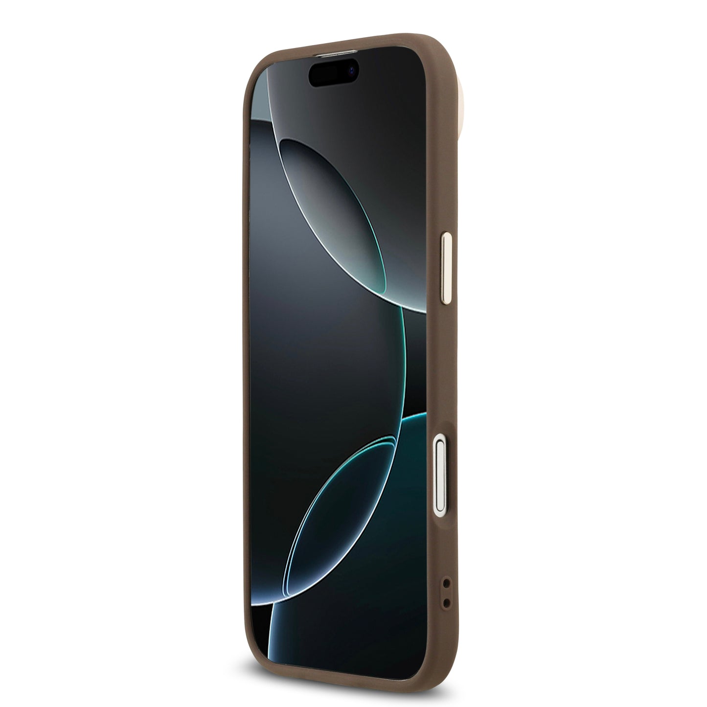 Funda Guess de Piel Café con Logo Grande Dorado 4G para iPhone 17 Air - Case Original de Lujo