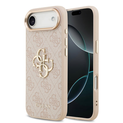 Funda Guess de Piel Rosa con Logotipo Dorado Grande 4G para iPhone 17 Air - Case Original de Lujo