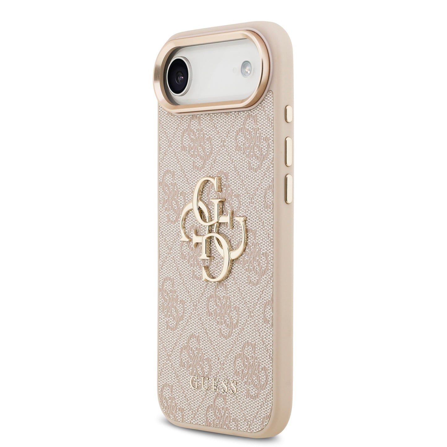 Funda Guess de Piel Rosa con Logotipo Dorado Grande 4G para iPhone 17 Air - Case Original de Lujo