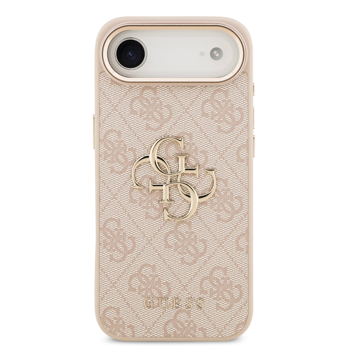 Funda Guess de Piel Rosa con Logotipo Dorado Grande 4G para iPhone 17 Air - Case Original de Lujo