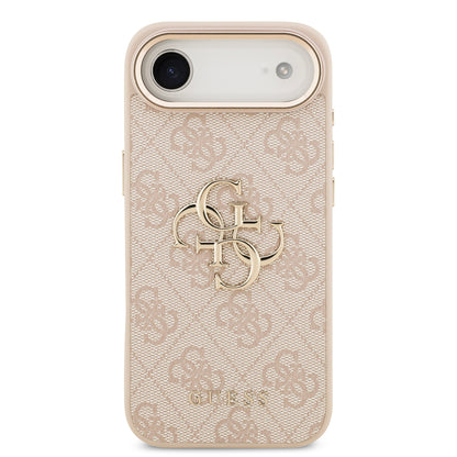 Funda Guess de Piel Rosa con Logotipo Dorado Grande 4G para iPhone 17 Air - Case Original de Lujo