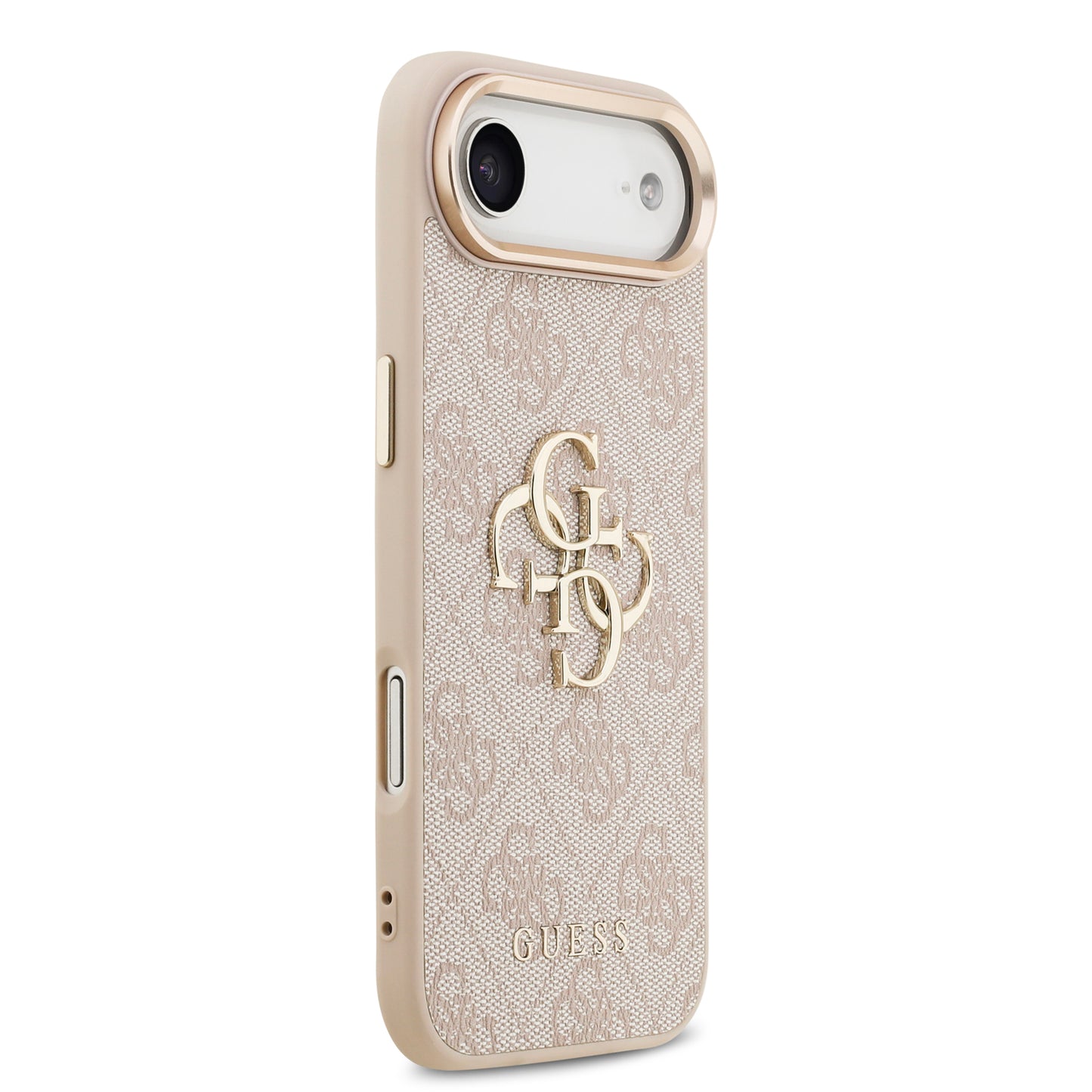 Funda Guess de Piel Rosa con Logotipo Dorado Grande 4G para iPhone 17 Air - Case Original de Lujo