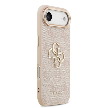 Funda Guess de Piel Rosa con Logotipo Dorado Grande 4G para iPhone 17 Air - Case Original de Lujo