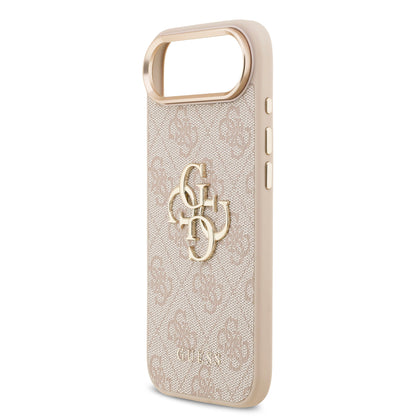 Funda Guess de Piel Rosa con Logotipo Dorado Grande 4G para iPhone 17 Air - Case Original de Lujo