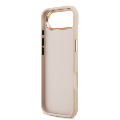 Funda Guess de Piel Rosa con Logotipo Dorado Grande 4G para iPhone 17 Air - Case Original de Lujo