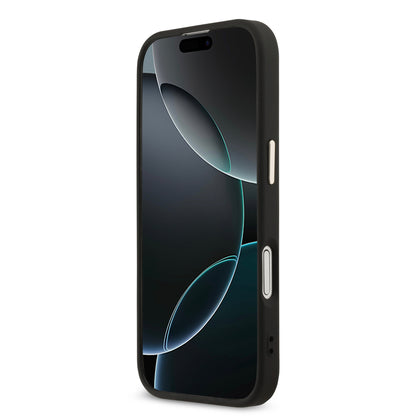 Funda Guess de Piel Negra con Logotipo Dorado Grande 4G para iPhone 17 - Case Original de Lujo