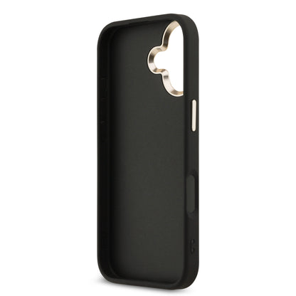 Funda Guess de Piel Negra con Logotipo Dorado Grande 4G para iPhone 17 - Case Original de Lujo