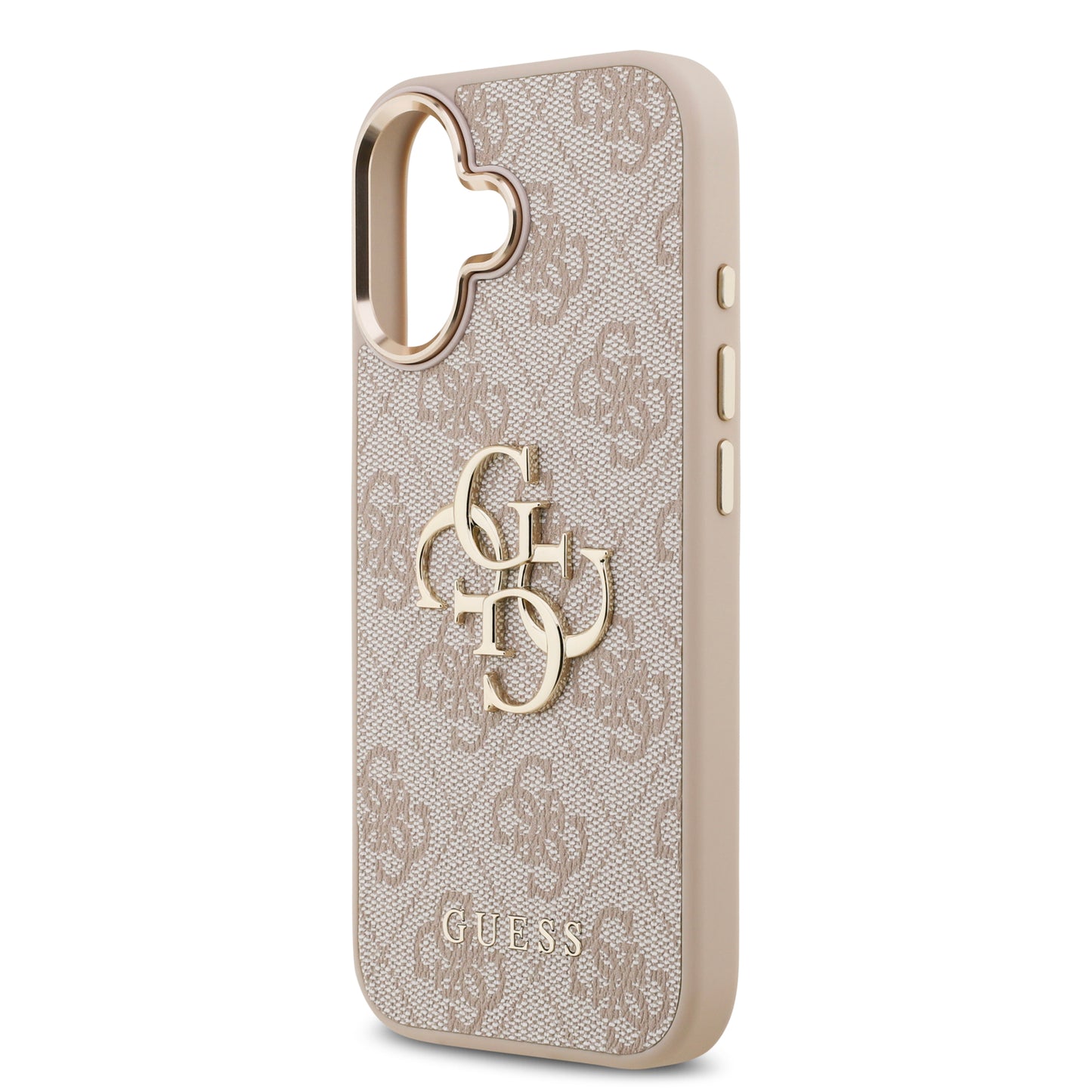 Funda Guess de Piel Rosa con Logotipo Dorado Grande 4G para iPhone 17 - Case Original de Lujo