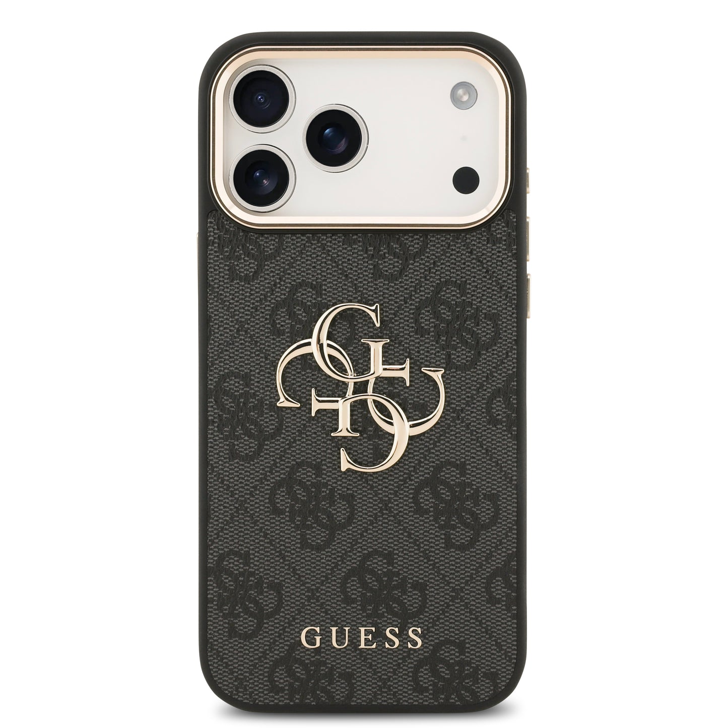 Funda Guess de Piel con Gran Logotipo 4G Dorado para iPhone 17 Pro - Negro | Case Original de Lujo