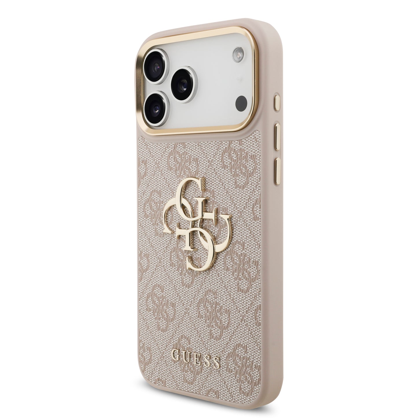 Funda Guess de Piel Rosa con Gran Logotipo 4G Dorado para iPhone 17 Pro | Case Original de Lujo