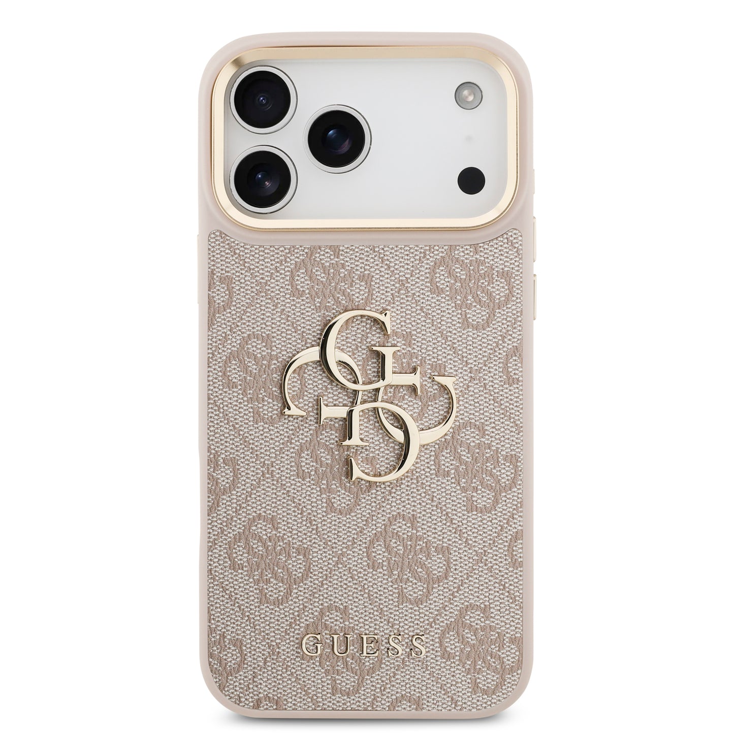 Funda Guess de Piel Rosa con Gran Logotipo 4G Dorado para iPhone 17 Pro | Case Original de Lujo
