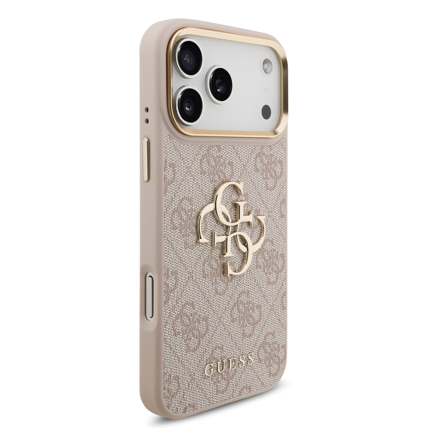 Funda Guess de Piel Rosa con Gran Logotipo 4G Dorado para iPhone 17 Pro | Case Original de Lujo