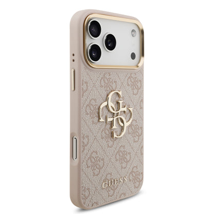 Funda Guess de Piel Rosa con Gran Logotipo 4G Dorado para iPhone 17 Pro | Case Original de Lujo
