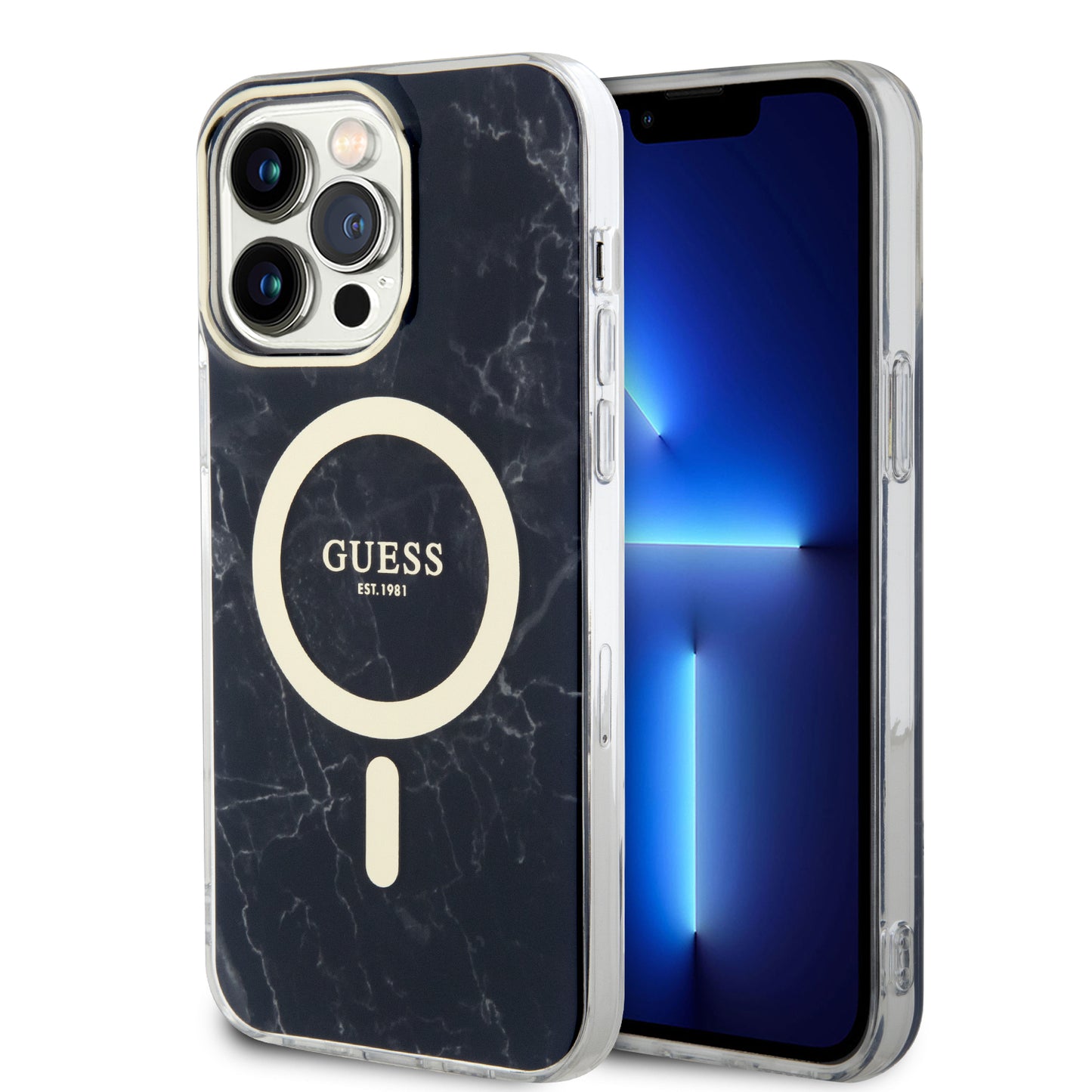 Case Guess Tipo Mármol Negro para iPhone 13 Pro Max - Funda Protectora y Estilizada