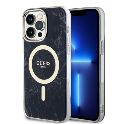 Case Guess Tipo Mármol Negro para iPhone 13 Pro Max - Funda Protectora y Estilizada