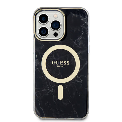 Case Guess Tipo Mármol Negro para iPhone 13 Pro Max - Funda Protectora y Estilizada