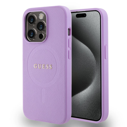 Case Guess Safiano Lila para iPhone 15 Pro | Elegancia y Protección Premium