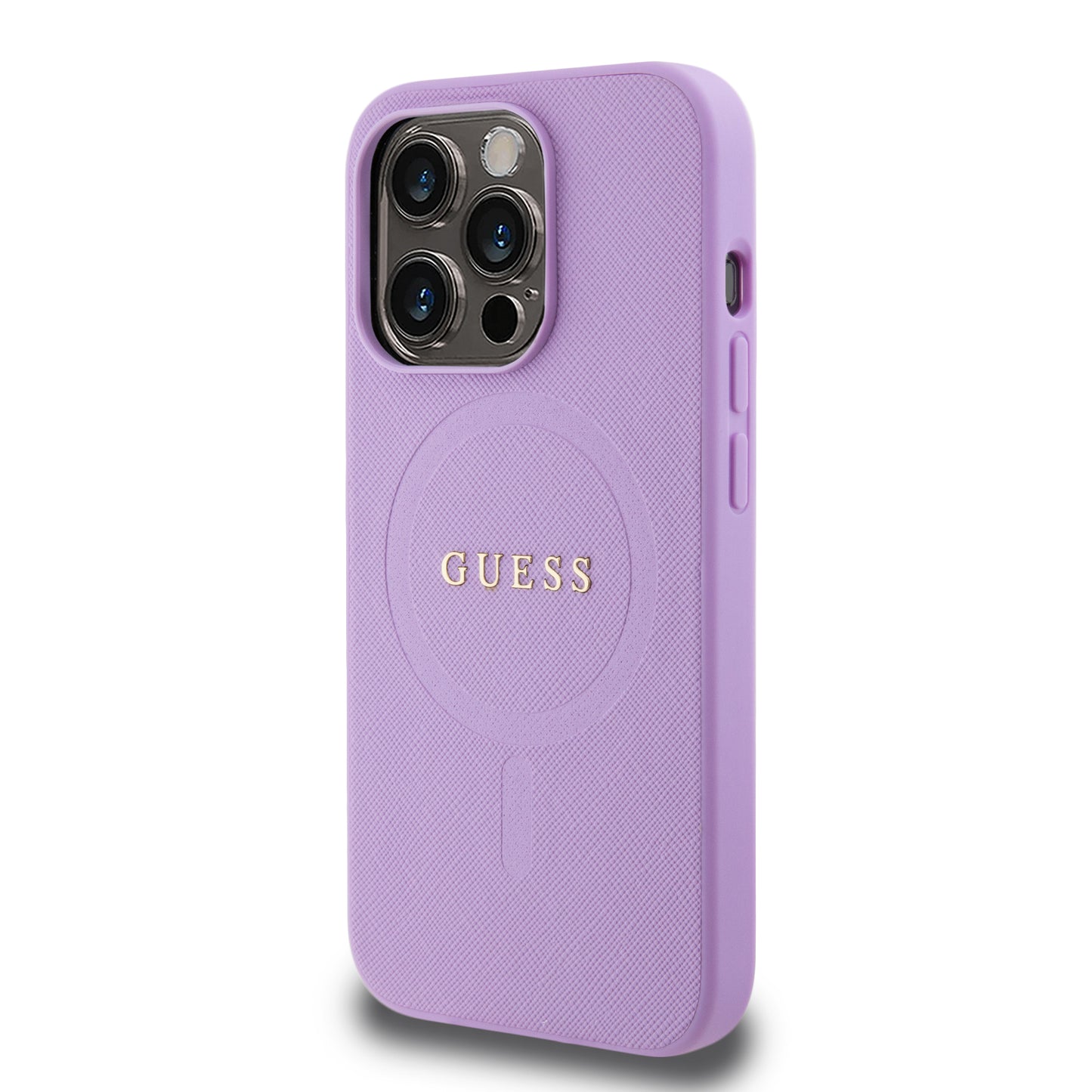 Case Guess Safiano Lila para iPhone 15 Pro | Elegancia y Protección Premium