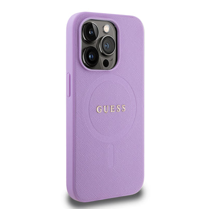 Case Guess Safiano Lila para iPhone 15 Pro | Elegancia y Protección Premium