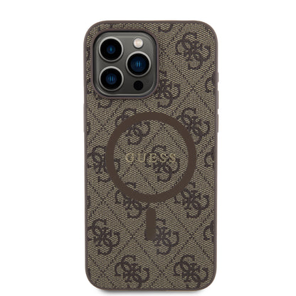 Case Guess 4G Logo Clásico MGSF para iPhone 15 Pro Max - Color Café Elegante