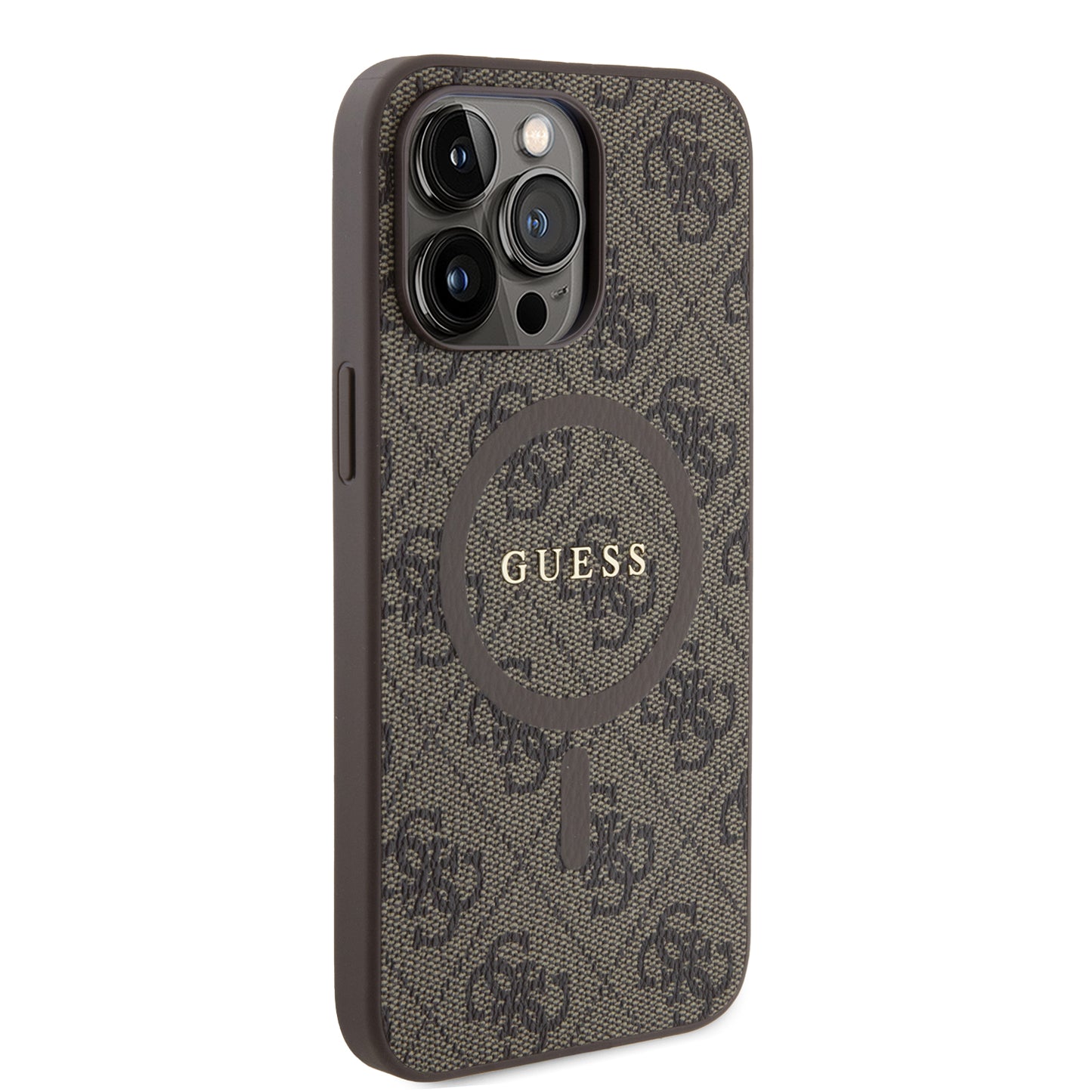 Case Guess 4G Logo Clásico MGSF para iPhone 15 Pro Max - Color Café Elegante