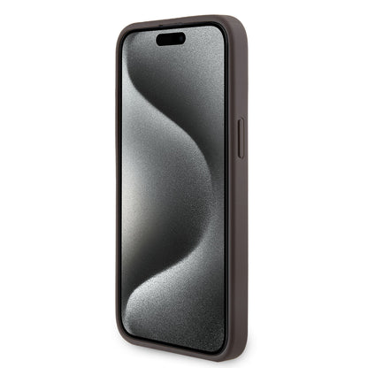 Case Guess 4G Logo Clásico MGSF para iPhone 15 Pro Max - Color Café Elegante