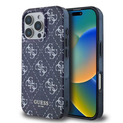 Case Guess MGSF 4G Impreso iPhone 16 Pro Azul - Funda de lujo y protección