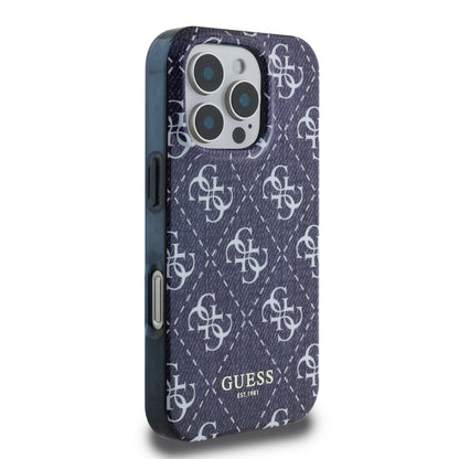 Case Guess MGSF 4G Impreso iPhone 16 Pro Azul - Funda de lujo y protección