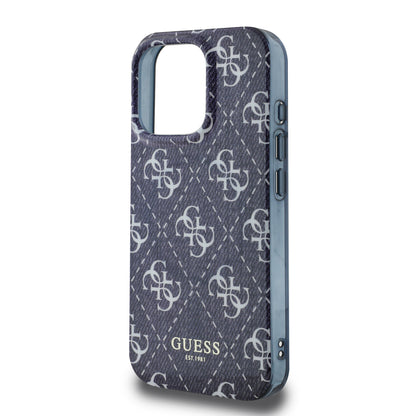 Case Guess MGSF 4G Impreso iPhone 16 Pro Azul - Funda de lujo y protección