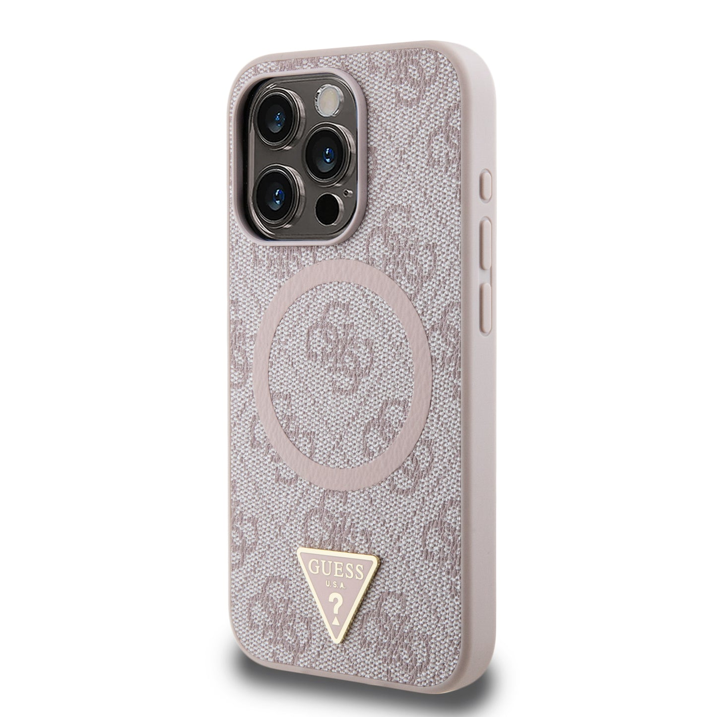 Funda Guess 4G Triángulo MagSafe para iPhone 16 Pro – Rosa | Case Original Premium