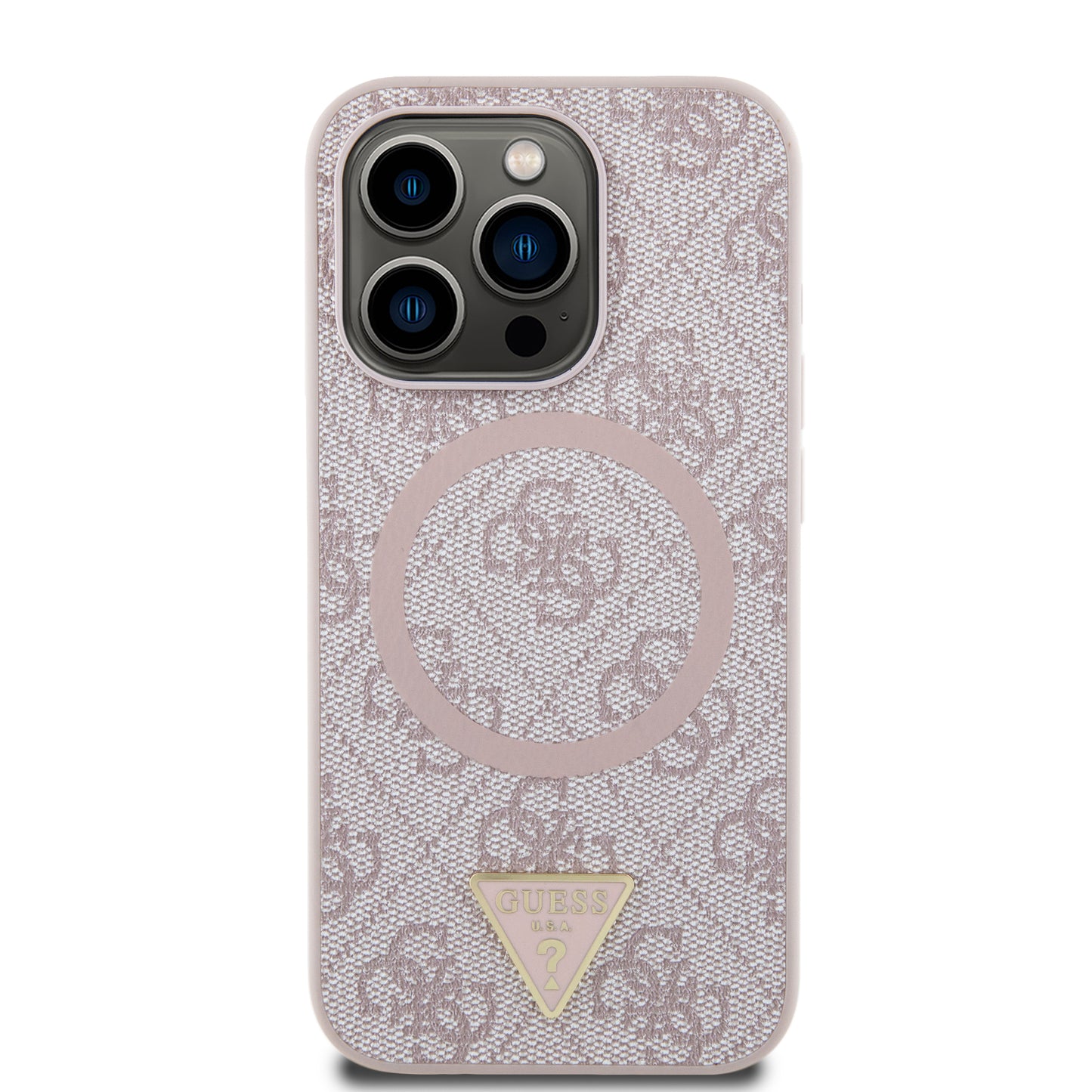 Funda Guess 4G Triángulo MagSafe para iPhone 16 Pro – Rosa | Case Original Premium