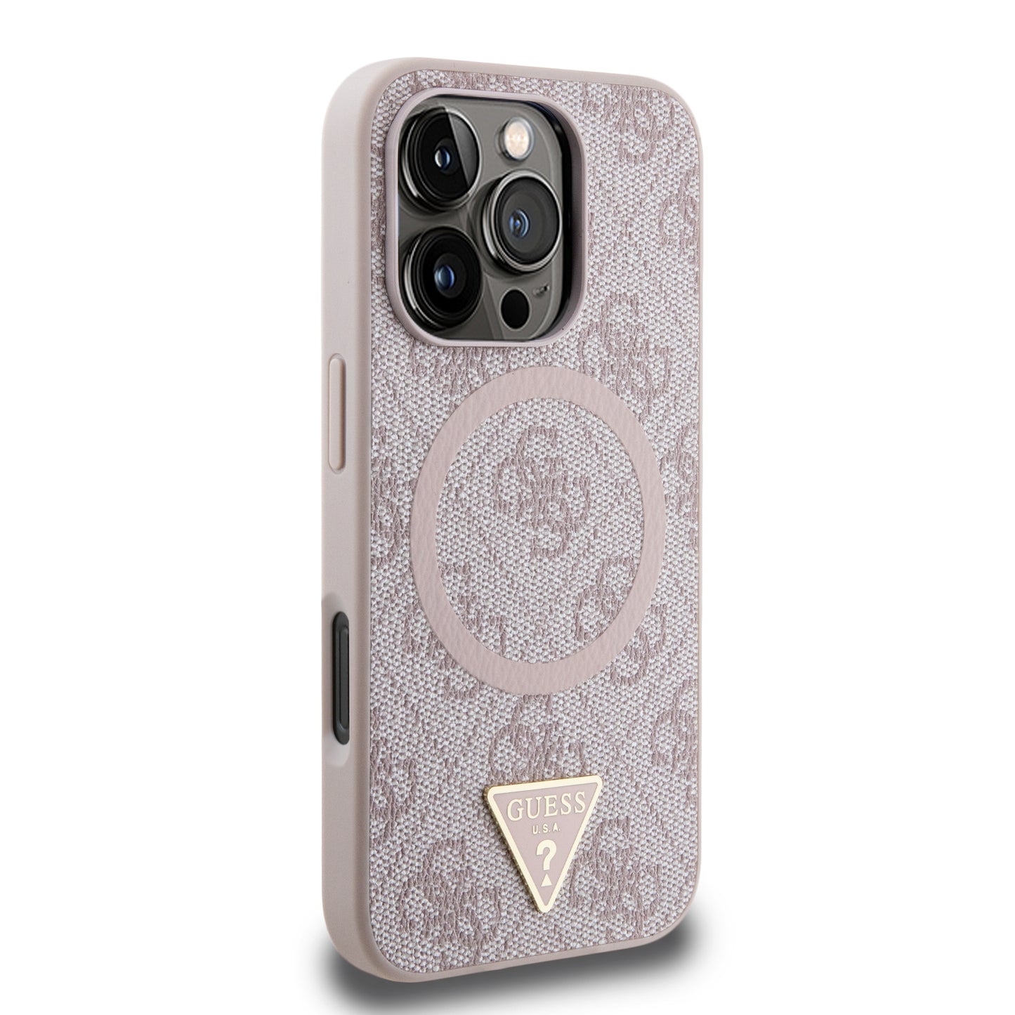 Funda Guess 4G Triángulo MagSafe para iPhone 16 Pro – Rosa | Case Original Premium
