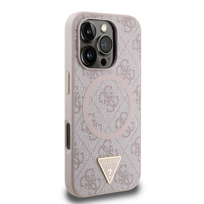 Funda Guess 4G Triángulo MagSafe para iPhone 16 Pro – Rosa | Case Original Premium