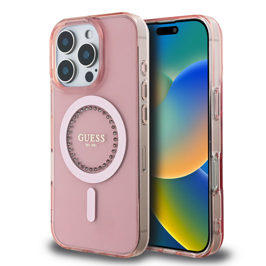Funda Guess 4G Impreso para iPhone 16 Pro – Rosa | Case Original y Elegante