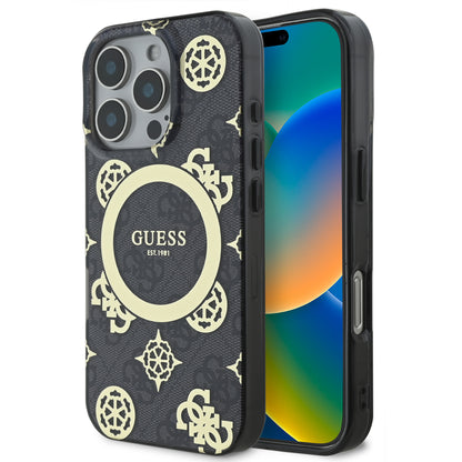 Funda Guess Peony MagSafe Negra para iPhone 16 Pro Max | Diseño Premium