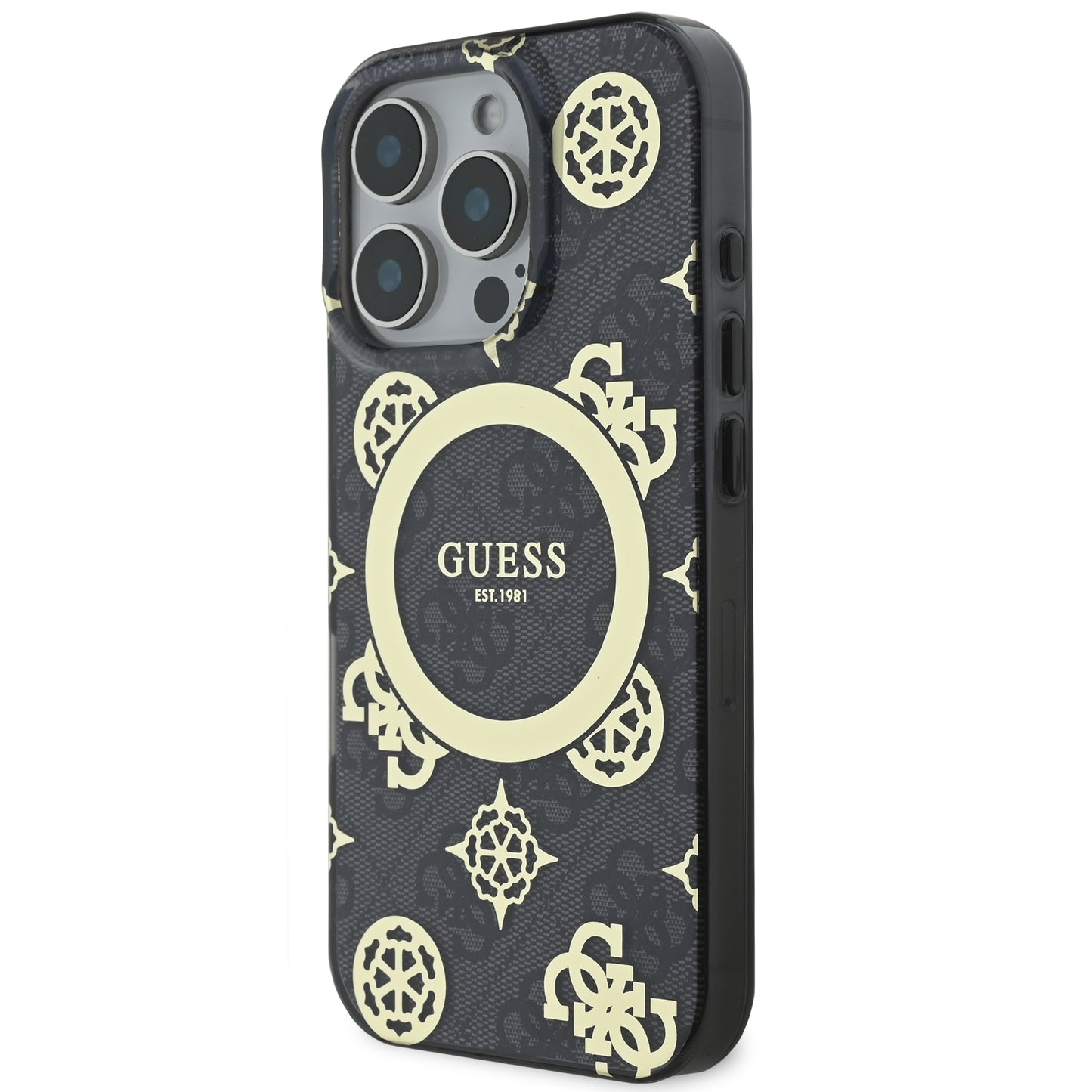 Funda Guess Peony MagSafe Negra para iPhone 16 Pro Max | Diseño Premium