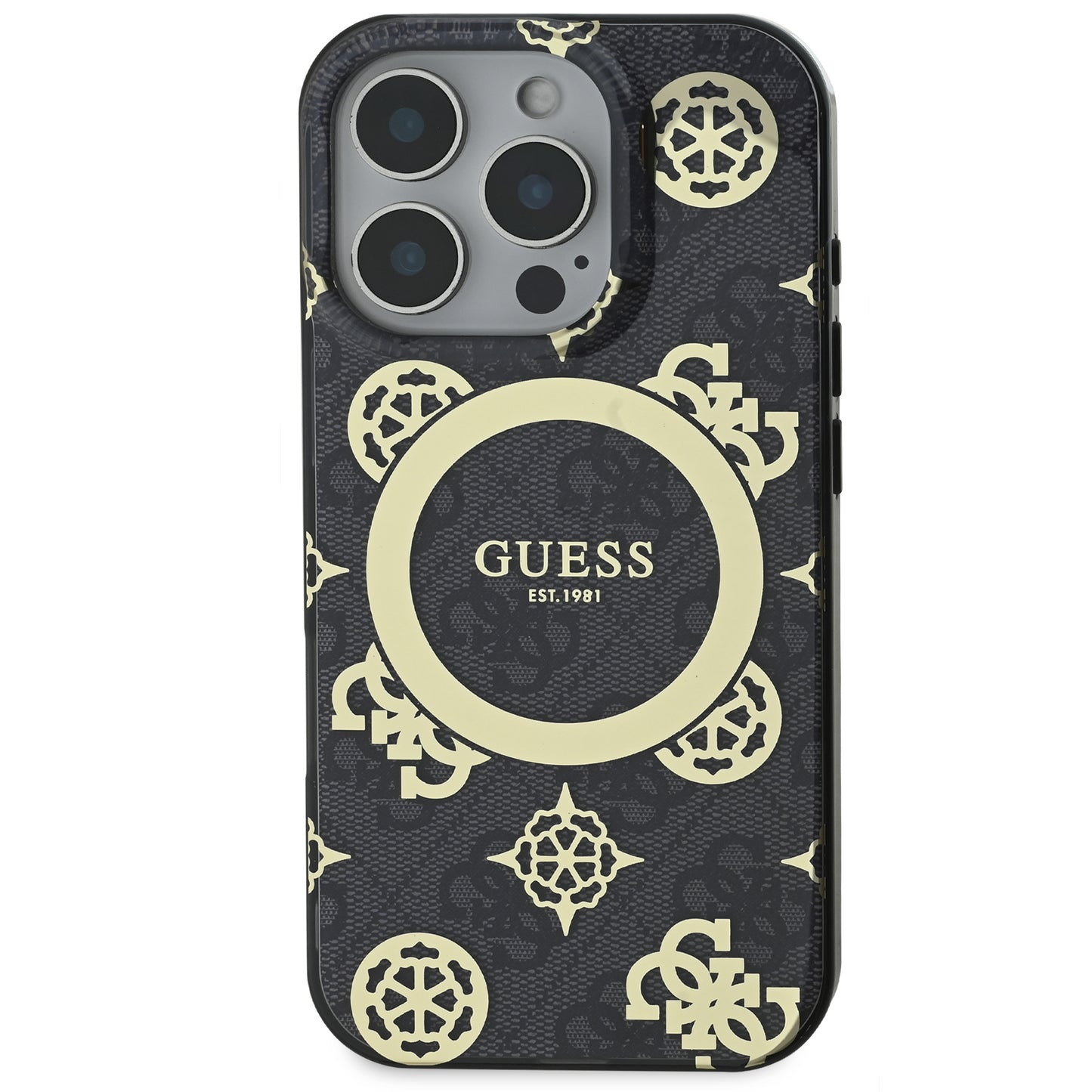 Funda Guess Peony MagSafe Negra para iPhone 16 Pro Max | Diseño Premium