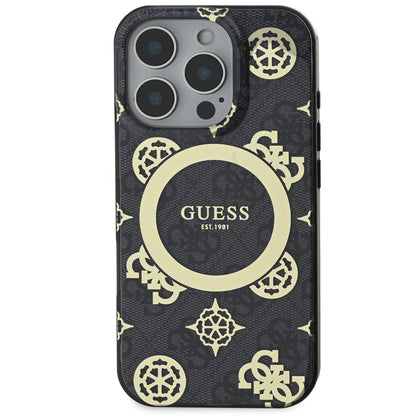 Funda Guess Peony MagSafe Negra para iPhone 16 Pro Max | Diseño Premium