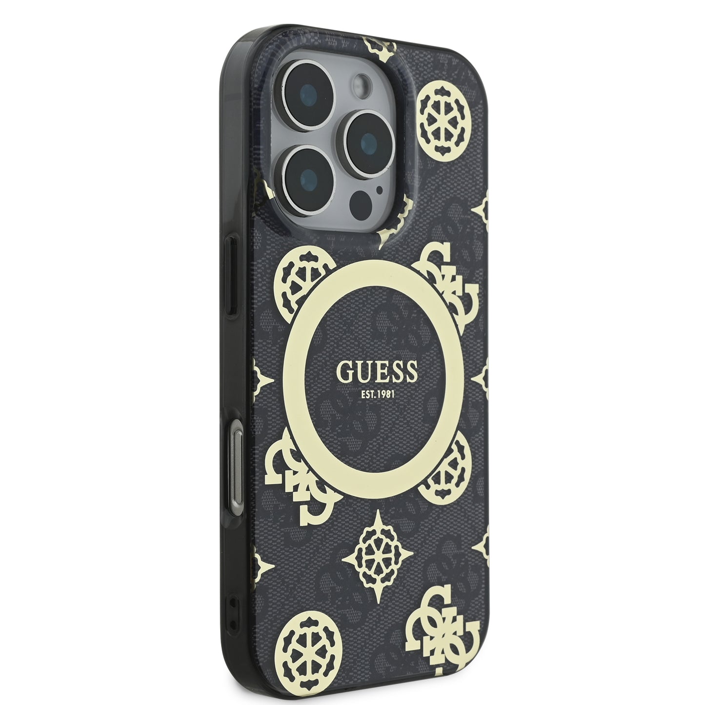 Funda Guess Peony MagSafe Negra para iPhone 16 Pro Max | Diseño Premium