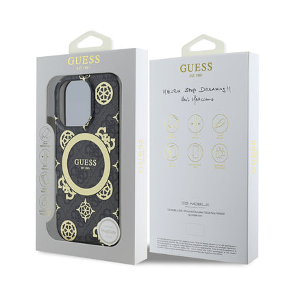 Funda Guess Peony MagSafe Negra para iPhone 16 Pro Max | Diseño Premium
