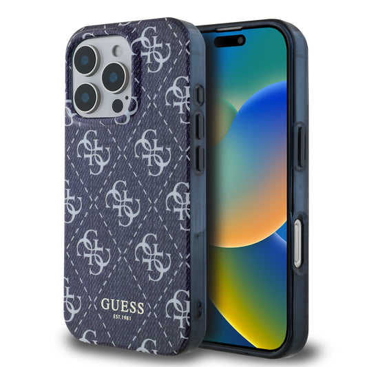 Case Guess MGSF 4G Impreso iPhone 16 Pro Max Azul - Funda de lujo y protección