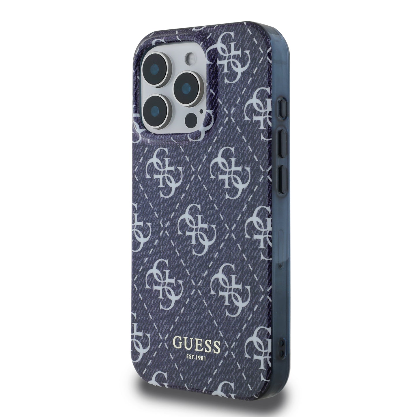 Case Guess MGSF 4G Impreso iPhone 16 Pro Max Azul - Funda de lujo y protección