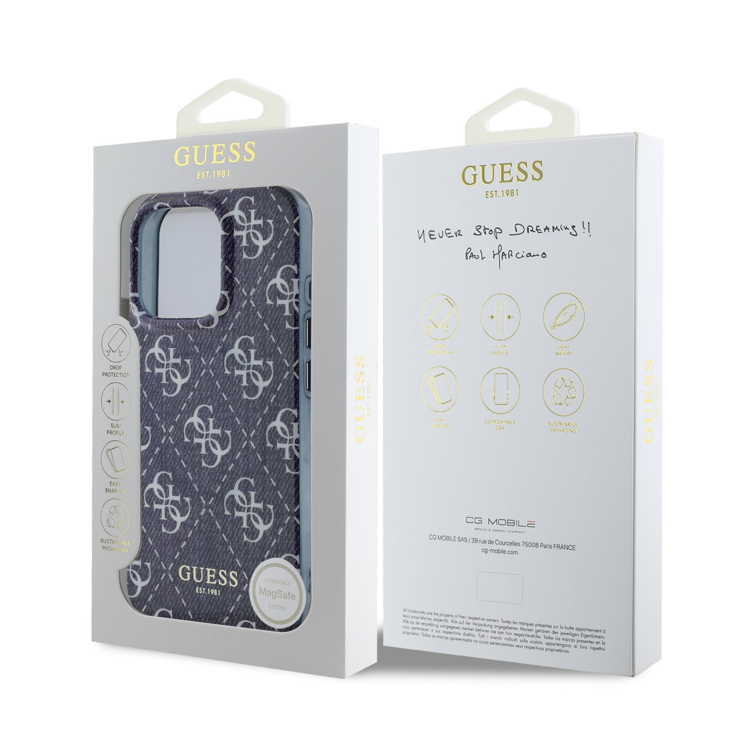 Case Guess MGSF 4G Impreso iPhone 16 Pro Max Azul - Funda de lujo y protección