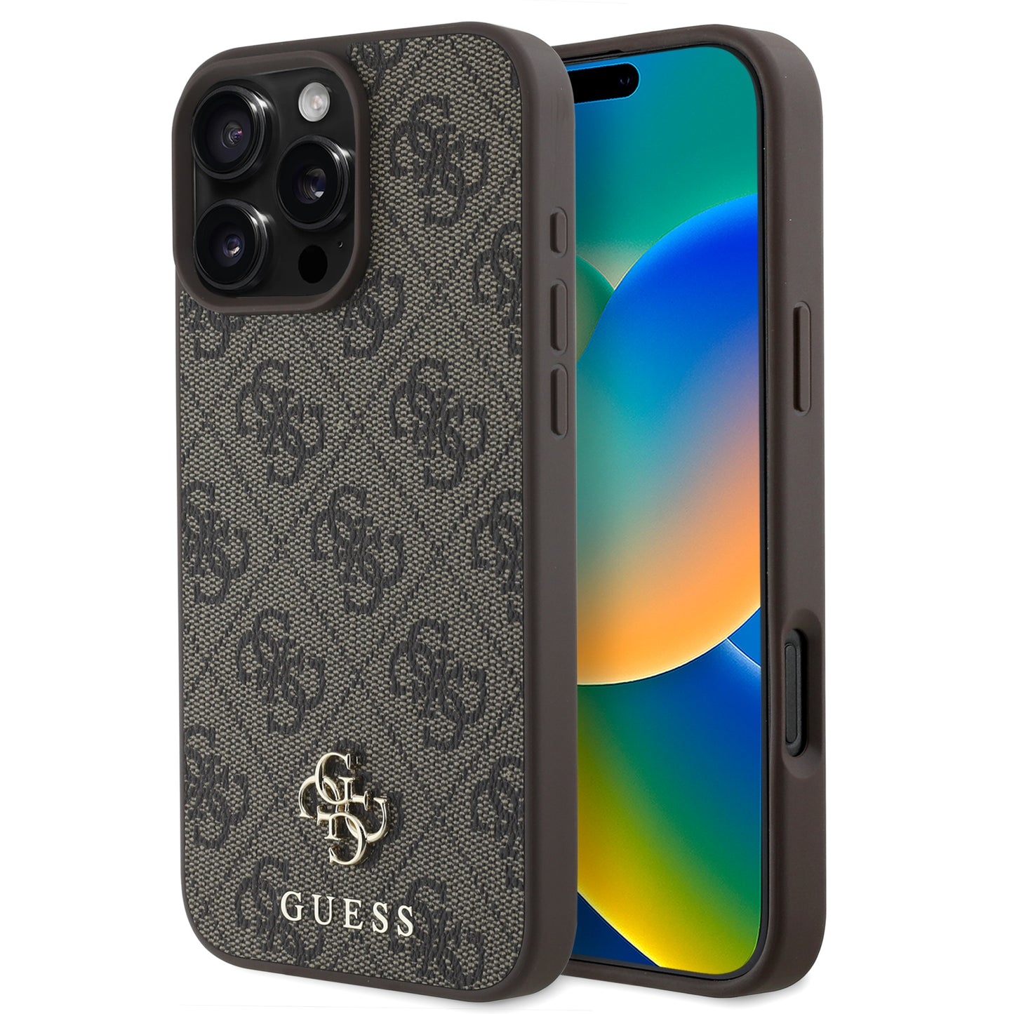 Case Guess 4G Logo 4G para iPhone 16 Pro Max - Diseño Exclusivo Café