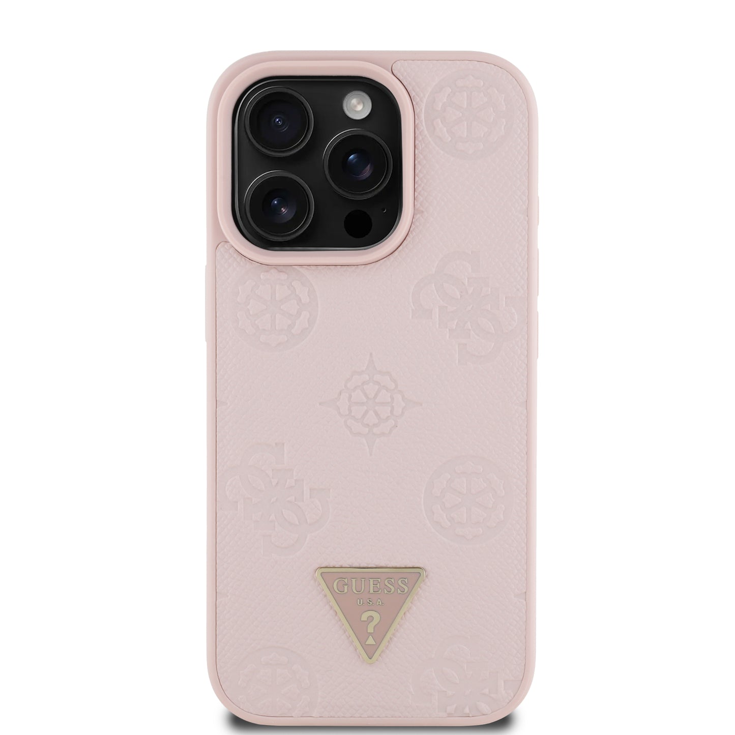 Funda Guess Peony MGSF Triángulo para iPhone 16 Pro – Rosa Elegante